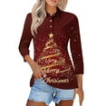 thumbnail image 1 of BDPORKAS Christmas Shirts for Women 3/4 Sleeve Polo Shirts Graphic Christmas Tree Print Cute Holiday Golf Tees, 1 of 4