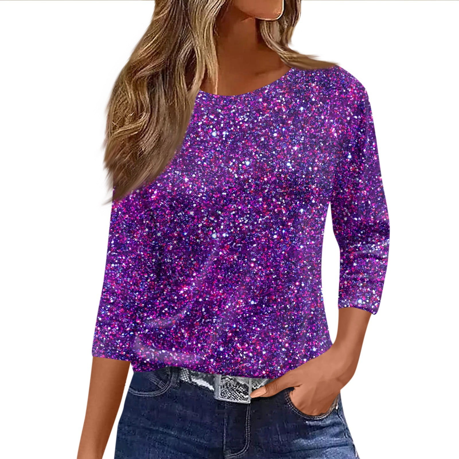 BDPORKAS Cute Mardi Gras Outfit for Women 3/4 Sleeve Mardi Gras Shirts ...