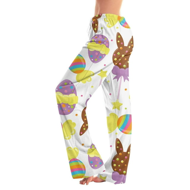 BDPORKAS Easter Womens Pajama Pants Cute Floral Bunny Pj Bottoms Easter ...