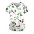 BDPORKAS Festive Christmas Scrub Tops Women V-Neck with Christmas Tree ...