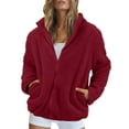 thumbnail image 1 of BDPORKAS Fleece Jacket Women Fuzzy Sherpa Winter Coats Zip Up Hoodie Comfy Warm Outerwear with Pockets, 1 of 4