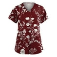 thumbnail image 1 of BDPORKAS Floral Scrubs for Women Stretchy Nurse Scrub Top V-Neck Casual Short Sleeve Nursing Tops, 1 of 3