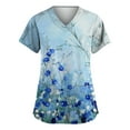 thumbnail image 1 of BDPORKAS Floral Scrubs for Women Stretchy Nurse Scrub Top V-Neck Casual Short Sleeve Nursing Tops, 1 of 3