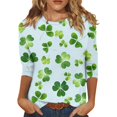 thumbnail image 1 of BDPORKAS Green Clover Shamrock Saint Patricks Day Shirts Women Womens 3/4 Sleeve Tops Crew Neck Funny Tunic Tops for Women Teacher Saint Patricks Day Shirts, 1 of 5