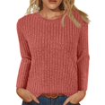 thumbnail image 1 of BDPORKAS Long Sleeve Shirts for Women Knitted Tunic Tops Loose Fit Dressy Crew Neck Pullover Basic Sweaters for Women 2024 Saffron L, 1 of 4