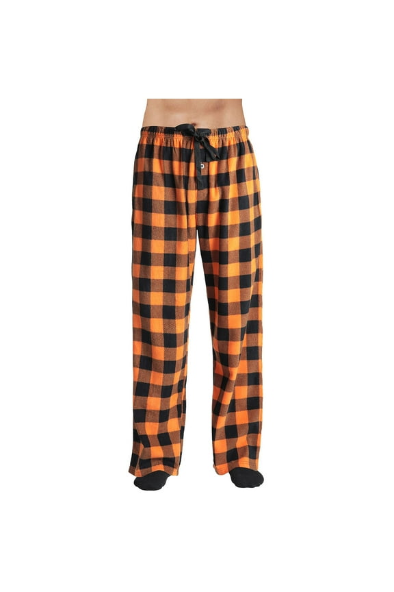 Mens Pajama Pants Plaid Print PJ Pants for Men Button Fly Drawstring Elastic Waist Lounge Sleepwear