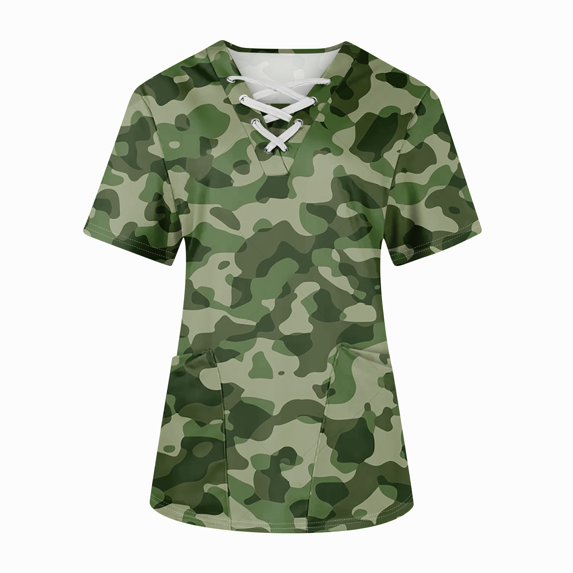 BDPORKAS Nursing Uniforms Shirts Women Plus Size Stretchy Scrub Tops for Women Clearance Sale Cross V Neck Short Sleeve Blouse T-Shirts Medical Scrubs with Pockets