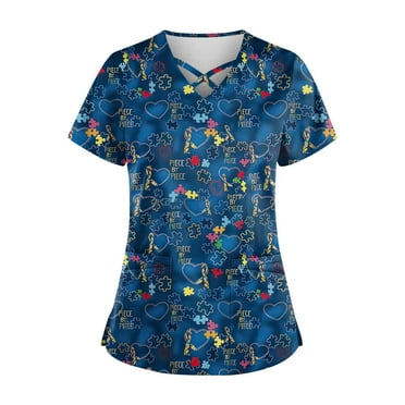 BDPORKAS Nursing Uniforms Shirts Women Stretch Breathable Scrubs Tops for Women V Neck Short Sleeve Blouse T-Shirts Medical Workwear with Pockets