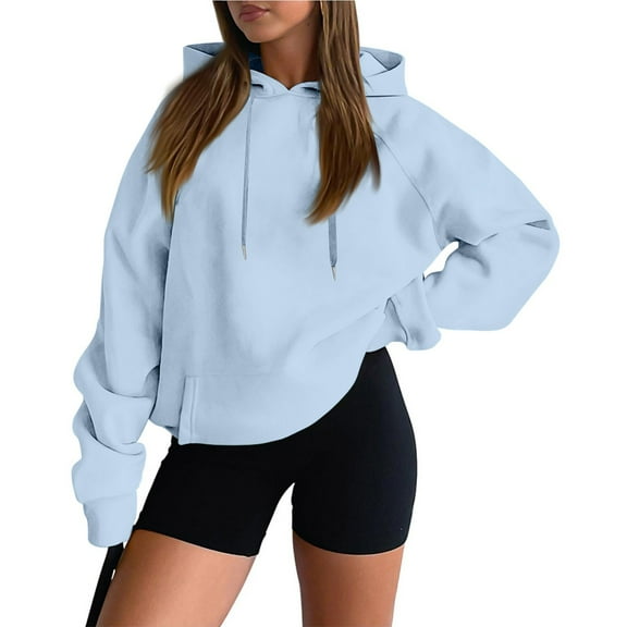 BDPORKAS Oversized Hoodies for Women Fall Fashion Sweatshirts Pullover Y2K Winter Clothes with Pocket Light Blue XXL