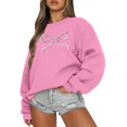 thumbnail image 1 of BDPORKAS Oversized Sweatshirt for Women Embroidered Pink Bow Y2K Hoodie Casual Long Sleeve Crew Neck Pullover Tops Trendy Clothes Hot Pink XL, 1 of 4