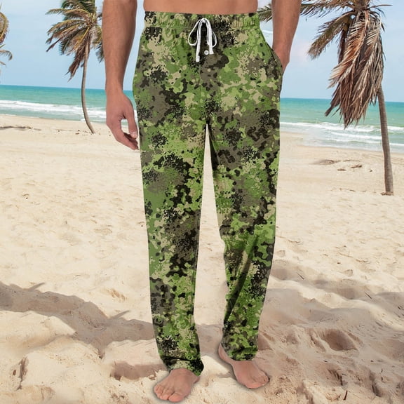 BDPORKAS Pajama Pants Men Camo Sleep Lounge Pants Elastic Waist Drawstring Camouflage Pj Pants Casual Sleepwear Pockets