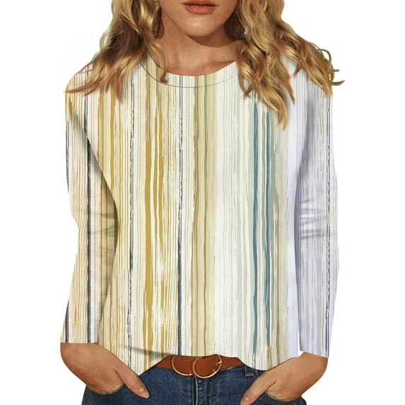 BDPORKAS Petite Tops for Women Long Sleeve Cotton Shirts for Women Round Neck Long Sleeve Tops for Women Floral Blouses Tunic Tops for Women