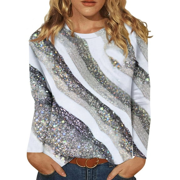 BDPORKAS Petite Tops for Women Long Sleeve Cotton Shirts for Women Round Neck Long Sleeve Tops for Women Floral Blouses Tunic Tops for Women