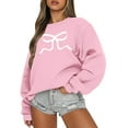 BDPORKAS Pink Bow Hoodie Women Dressy Casual Crewneck Sweatshirts Long