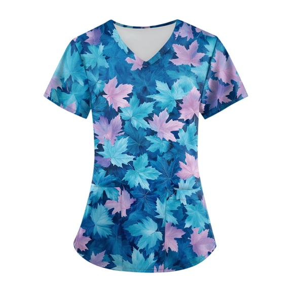 BDPORKAS Plus Size Scrubs for Women Nurse Uniforms Breathable Short Sleeve with Pocket Scrub Tops Cute Animal Printed Comfy Holiday Shirts