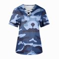thumbnail image 1 of BDPORKAS Print Scrub Tops Women Cool Breathable Fabric Working Nurse Uniforms Cross V Neck Graphic Camo Print Easy Care Medical Scrubs Workwear with Pockets, 1 of 3