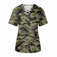 thumbnail image 1 of BDPORKAS Print Scrub Tops Women Cool Breathable Fabric Working Nurse Uniforms Cross V Neck Graphic Camo Print Easy Care Medical Scrubs Workwear with Pockets, 1 of 3