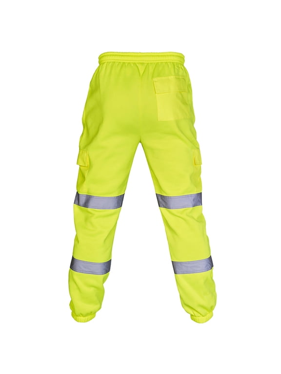 Safety Pants for Men Reflective High Visibility Cargo Pants Multiple Pockets Hi-Vis Workwear Work Trousers