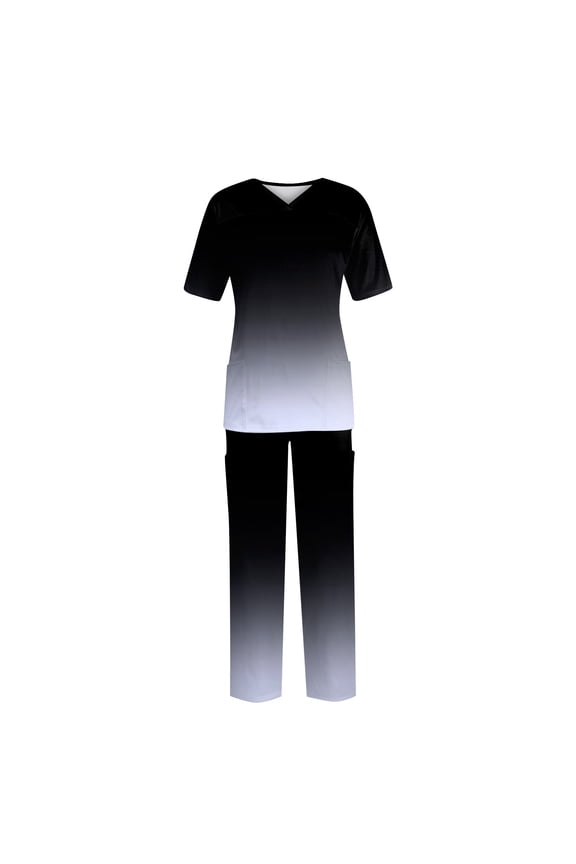 Scrub Sets for Women Nursing Uniform Fashion Gradient Yoga Jogger Pocketed Plus Size Medical Scrubs Set Uniform