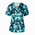 thumbnail image 1 of BDPORKAS Scrub Tops for Women Clearance Sale Medical Workwear Cross V Neck Graphic Camo Print Working Nurse Uniforms Summer Casual Short Sleeve Nurse Shirt Tops with Pockets, 1 of 3