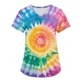 thumbnail image 1 of BDPORKAS Scrub Tops Women Nurse Uniforms Lightweight Short Sleeve with Pocket Nursing Scrub Trendy Tie Dye Printing Comfortable Fit Nursing Blouse T-Shirt, 1 of 6