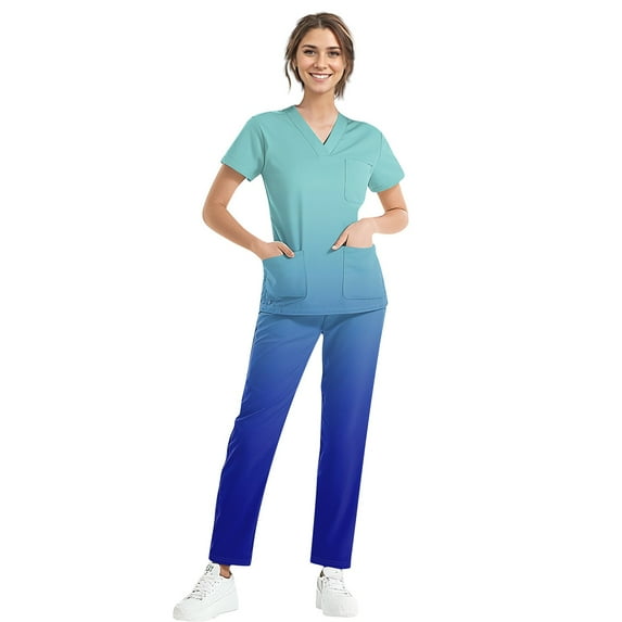 BDPORKAS Scrubs for Women Scrub Set Jogger Pant and Comfort Stretch V-Neck Top with Pockets Easy Care Uniforms