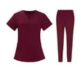 thumbnail image 1 of BDPORKAS Scrubs for Women Set Nurse Medical Uniform Solid Stretchy Scrubs Suit V Neck Pocket Top Shirts Jogger Pants Workwear, 1 of 5