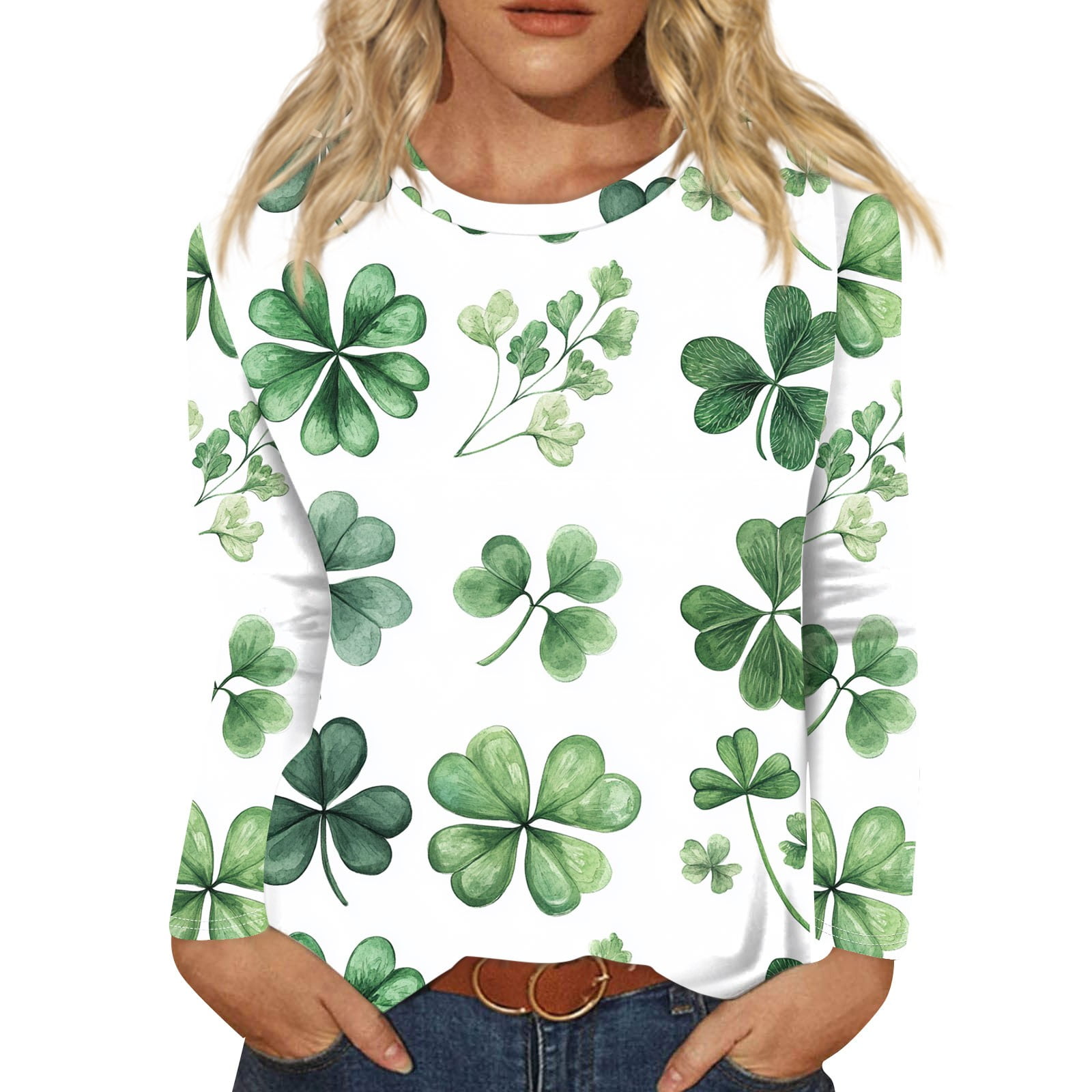 FrzhBrz St. Patrick's Day Tops for Women Trendy 3/4 Sleeve Tshirts