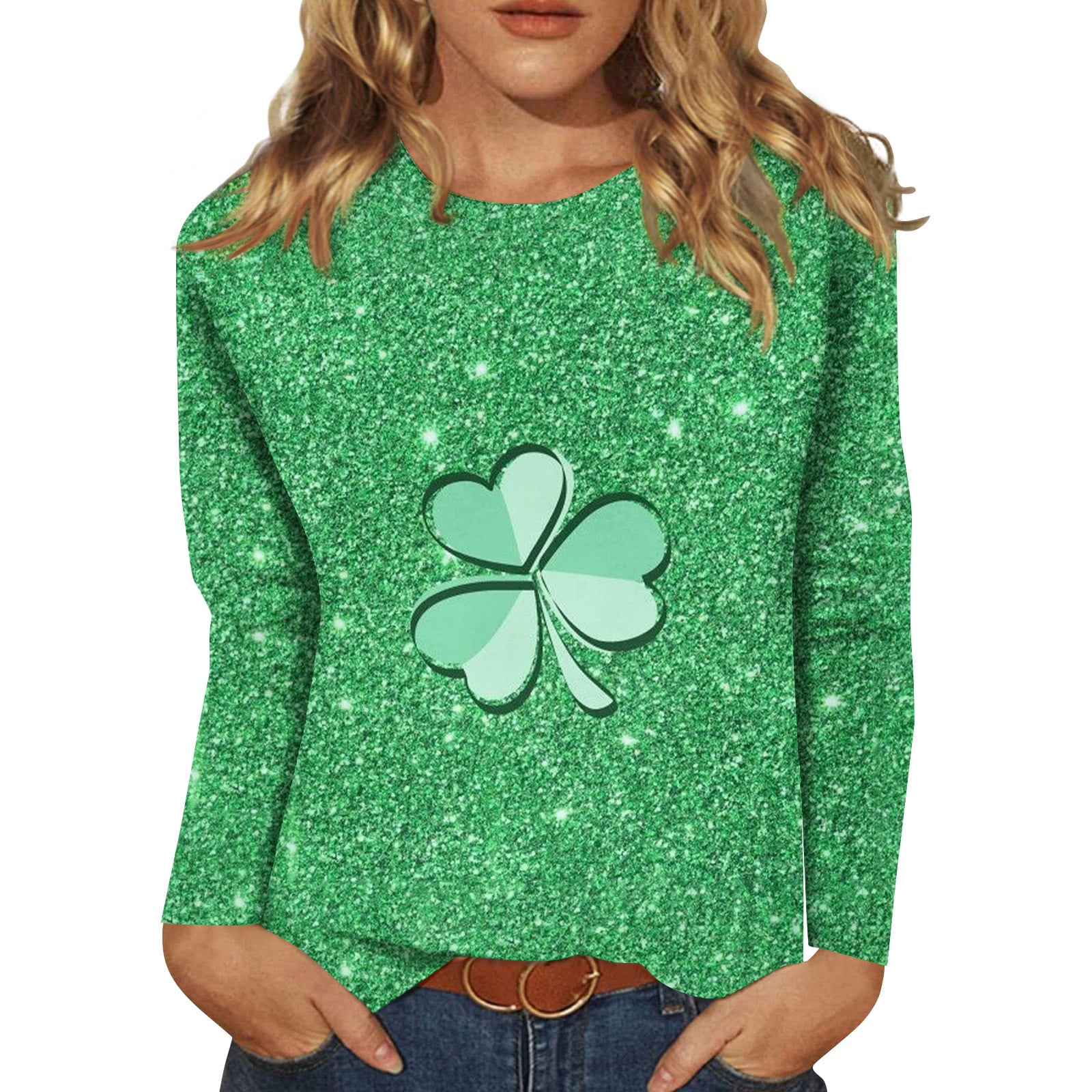 PICKID St. Patrick's Day Shirt For Women - Lucky Shamrock Graphic Tee, Green Clover Irish Tops For St. Paddy's Day - View #4