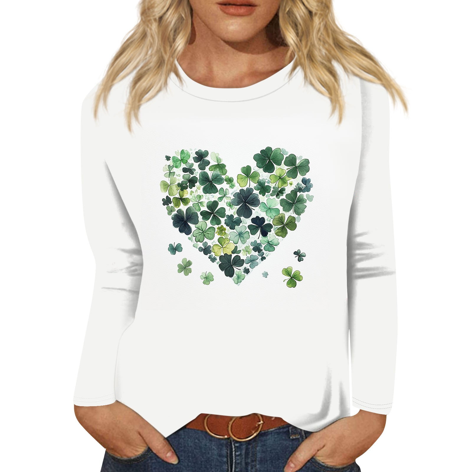 BDPORKAS St Patricks Day Womens Casual Tops 3/4 Length Sleeve Pullover