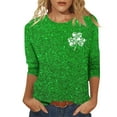 BDPORKAS St Patricks Day Womens Tops Casual 3/4 Sleeve Tees Plain Round