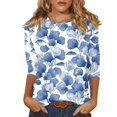thumbnail image 1 of BDPORKAS Summer Tops for Women 2025 Trendy 3/4 Sleeve Oversized Tshirts Floral Print Graphic Tees Dressy Casual Plus Size Blouses Elbow Sleeve Tunic Tshirt Going Out Tops, 1 of 4