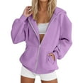 thumbnail image 1 of BDPORKAS Sweatshirt For Women Zip Up Hoodies Jacket Drawstring Casual Long Sleeve Zipper Pullover Y2K Back To School Hoodies Purple, 1 of 5