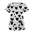 thumbnail image 1 of BDPORKAS Valentine's Day Comfortable Scrubs Women's Love Heart Y Neck Scrub Top, 1 of 3