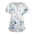 thumbnail image 1 of BDPORKAS Women Easter Scrubs Tops Short Sleeve V Neck Nurse Working Uniform Bunny Egg Hunt Print Holiday Medical Scrub Shirts Workwear with Pockets, 1 of 5