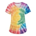 thumbnail image 1 of BDPORKAS Women Scrubs Nurse Uniforms Stretch Short Sleeve V Neck Nursing Scrub Fashion Tie Dye Graphic Soft Shirts with Pocket, 1 of 7