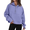 thumbnail image 1 of BDPORKAS Women's Casual Oversized Half Zip Sweatshirts Fleece Long Sleeve Hoodies Pullover with Thumb Holes, 1 of 7