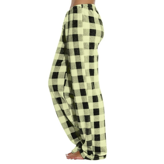 BDPORKAS Women’s Flannel Pajama Pants Plaid Print Elastic Waist Sleepwear Regular and Plus Size