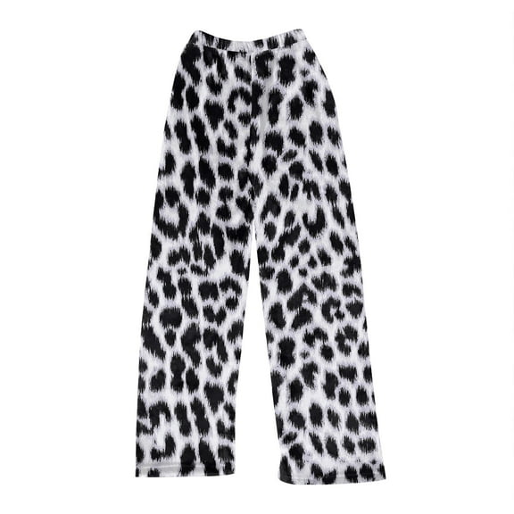 BDPORKAS Women's Fleece Lined Pants with Pockets Leopard Print Warm Thick Side Drawstring Soft Pants