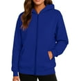thumbnail image 1 of BDPORKAS Women's Fleece-Lined Zip Up Hoodies Comfy Lightweight Sweatshirt Jacket with Pockets Dark Blue, 1 of 4