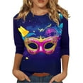 BDPORKAS Women's Mardi Gras Shirt 3/4 Sleeve Tops for Women 2025 Trendy