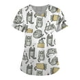 thumbnail image 1 of BDPORKAS Women's Nursing Uniform Cute Cat Print Scrub Tops with Two Pockets Short Sleeve V Neck Workwear Stretchy Breathable Working Uniform Scrubs, 1 of 3