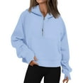 thumbnail image 1 of BDPORKAS Women's Oversized Hoodies Sweatshirt Quarter-Zip Fleece Pullover Hoodie Tops with Thumb Holes, 1 of 7