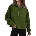 thumbnail image 1 of BDPORKAS Women's Oversized Hoodies Sweatshirt Quarter-Zip Fleece Pullover Hoodie Tops with Thumb Holes, 1 of 7