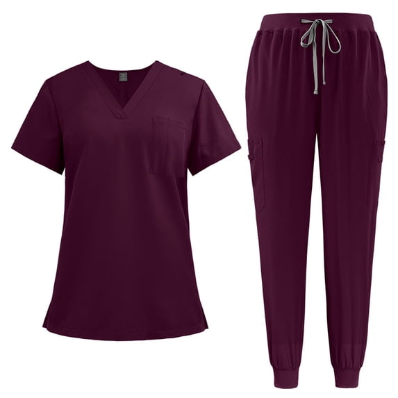 BDPORKAS Women's Scrub Set Pant Yoga Jogger with 5 Pockets & Drawstring Waistband