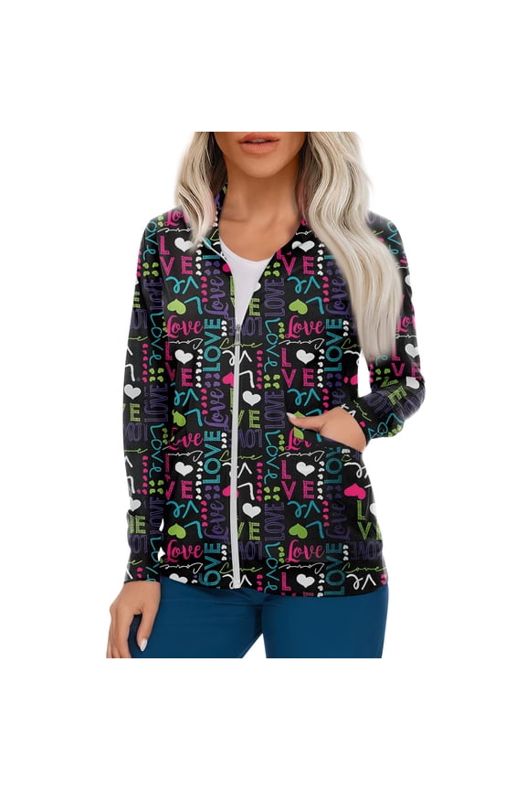 Women's Scrubs Jacket Zip Front Workwear Uniform