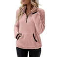 thumbnail image 1 of BDPORKAS Women's Sherpa Fleece Sweatshirt Pullover Quarter Zip Winter Warm Jacket Coat with Pocket Casual Long Sleeve Tops Pink XXL, 1 of 6