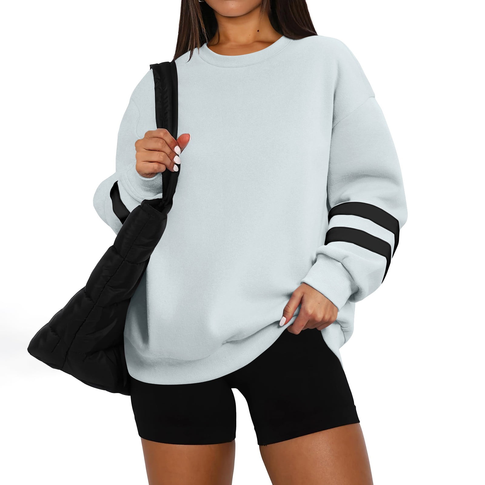 BDPORKAS Women's Striped Sweatshirts Oversized Hoodie Fashion 2025 Long