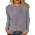 thumbnail image 1 of BDPORKAS Women's Tunic Knit Tops Lightweight Sweater Shirts Fall Casual Long Sleeve Crewneck Pullover Tops Light Purple S, 1 of 4