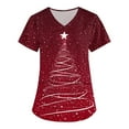 thumbnail image 1 of BDPORKAS Women's V Neck Short Sleeve Scrubs Tops Stretchy Blouses Fashion Loose Fit Casual Holiday Scrub Tops, 1 of 3